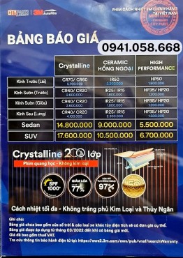 BÁO GIÁ PHIM CÁCH NHIỆT 3M CHO Ô TÔ